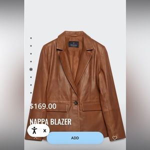 Stradivarius Brown Leather Nappa Blazer